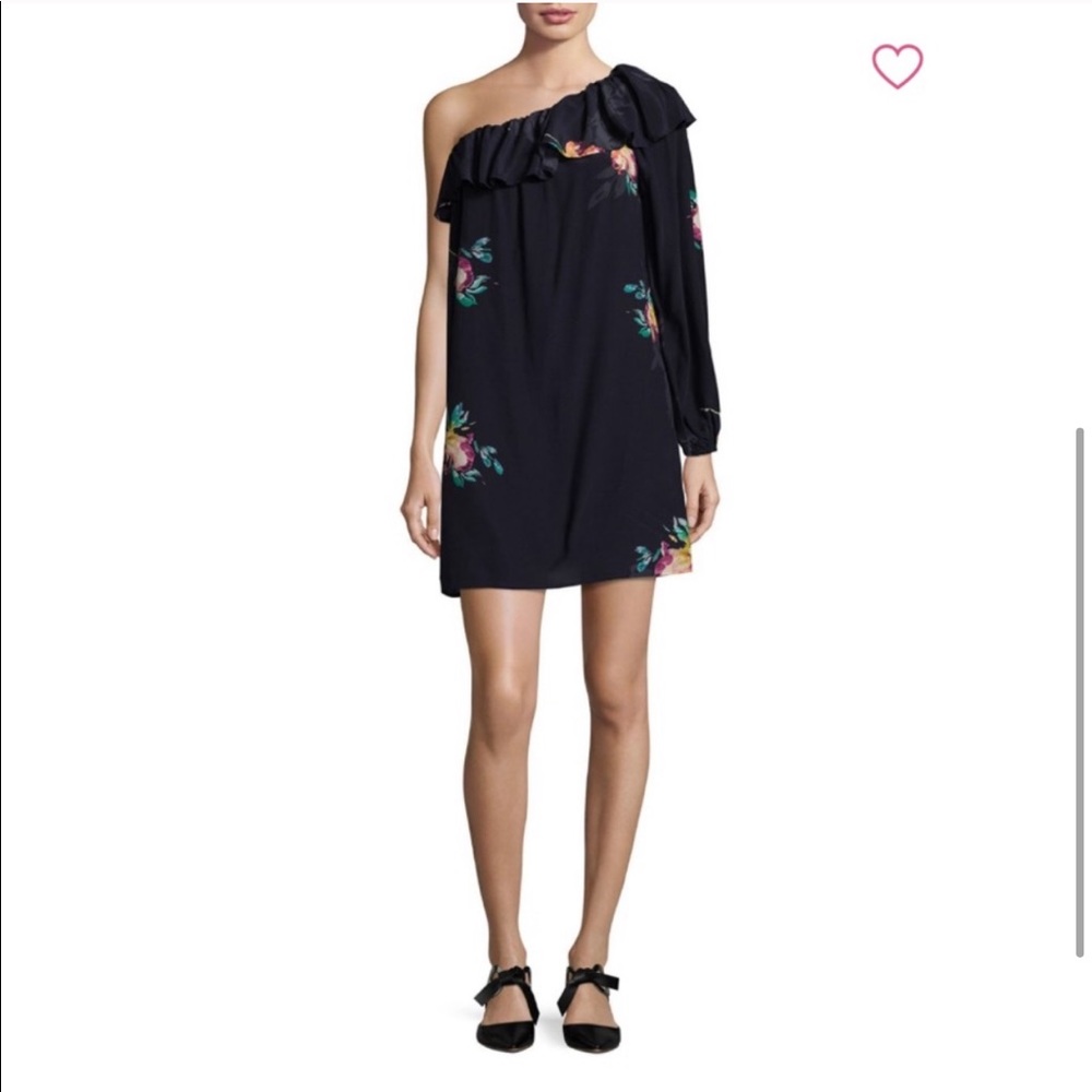 One Shoulder Ruffle Floral Dress